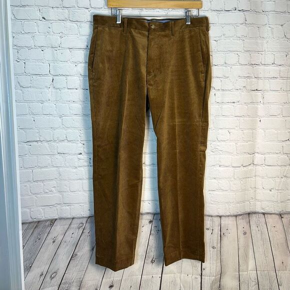 Polo Ralph Lauren Classic Fit Brown Corduroy Cotton Mens Pants Trousers W35 x L3 - Picture 1 of 11